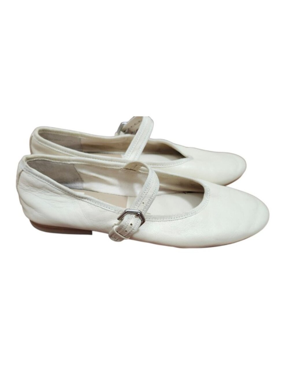 Dolce Vita White Leather Mary Jane Flats Womens Size 6.5 Buckle Strap Ballet - Picture 5 of 11